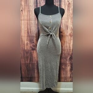Caution To The Wind Black and White Striped Midi Dress